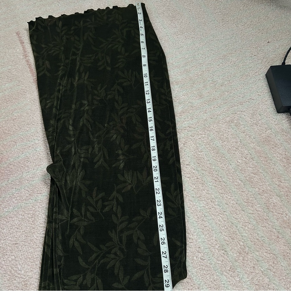 NWT Lee Anderson Wide Leg Ruched Pants Green Leaf Pattern Size Small Vacation - Picture 8 of 10